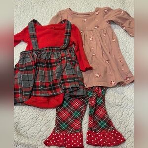 Two Girls Holiday Outfits, Size 6m